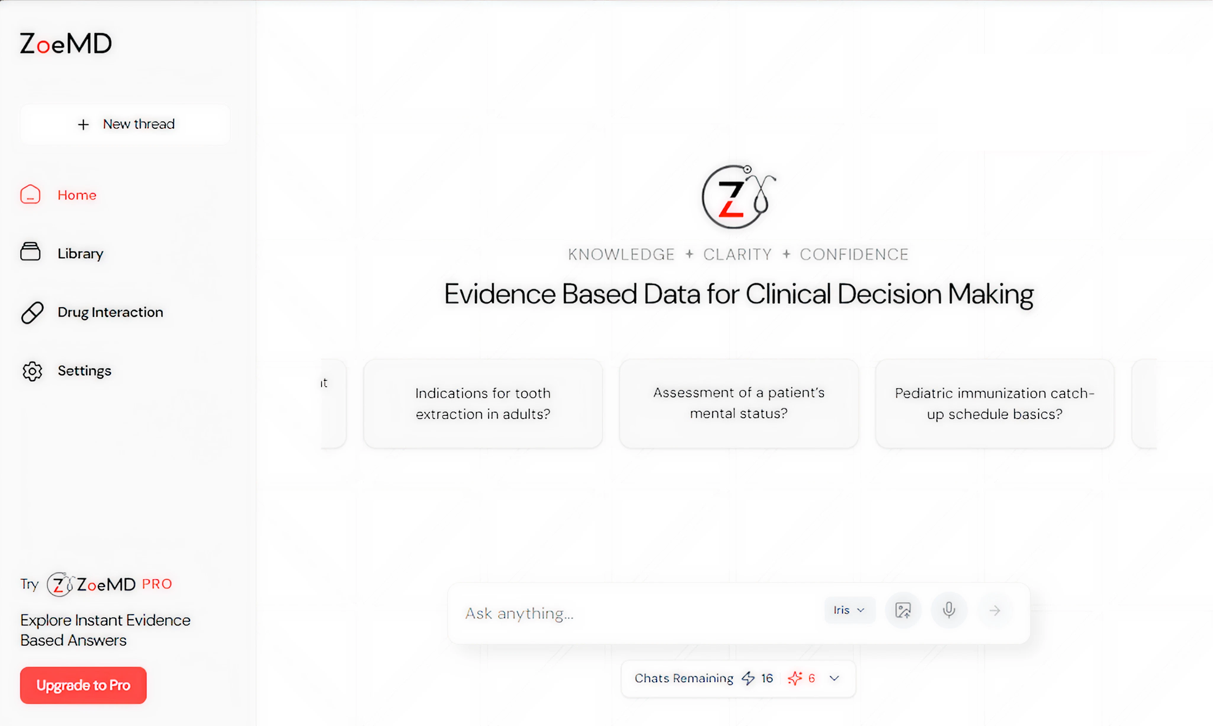 ZoeMD App Interface Mockup